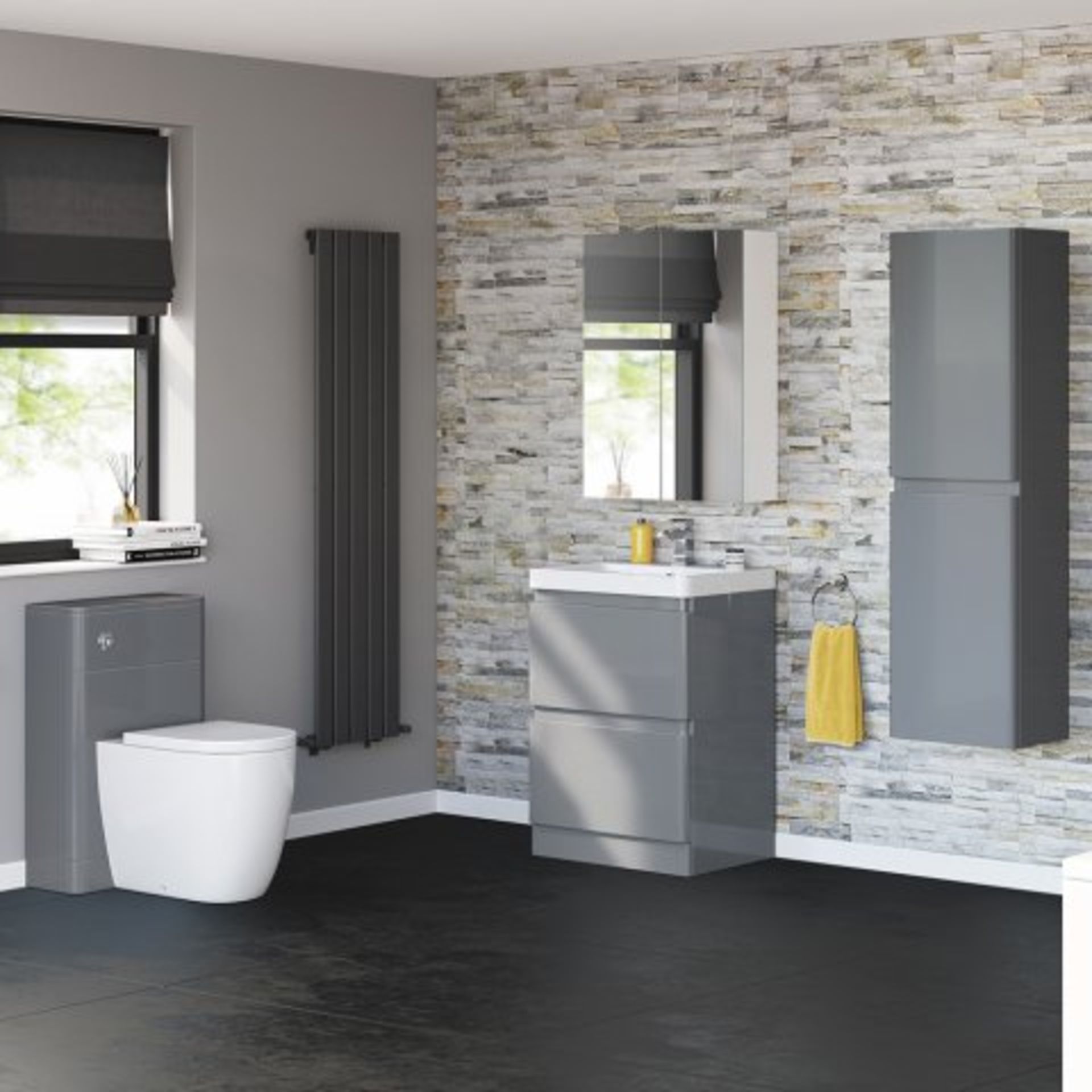 (O31) 600mm Denver II Gloss Grey Built In Basin Drawer Unit - Floor Standing. RRP £599.99. COMES - Image 3 of 5