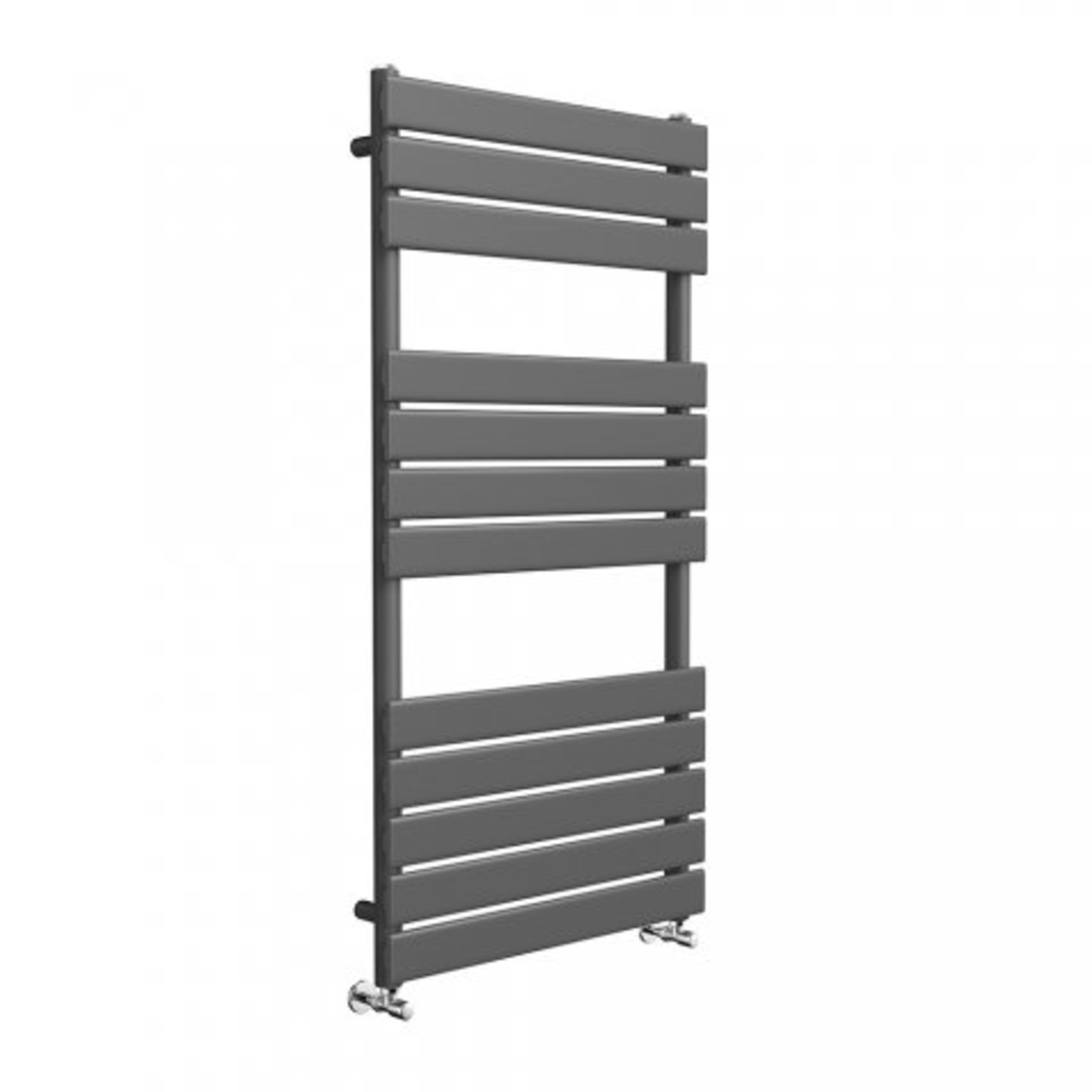 (O129) 1200x600mm Anthracite Flat Panel Ladder Towel Radiator. RRP £374.99. Stylishly sleek panels - Image 2 of 3