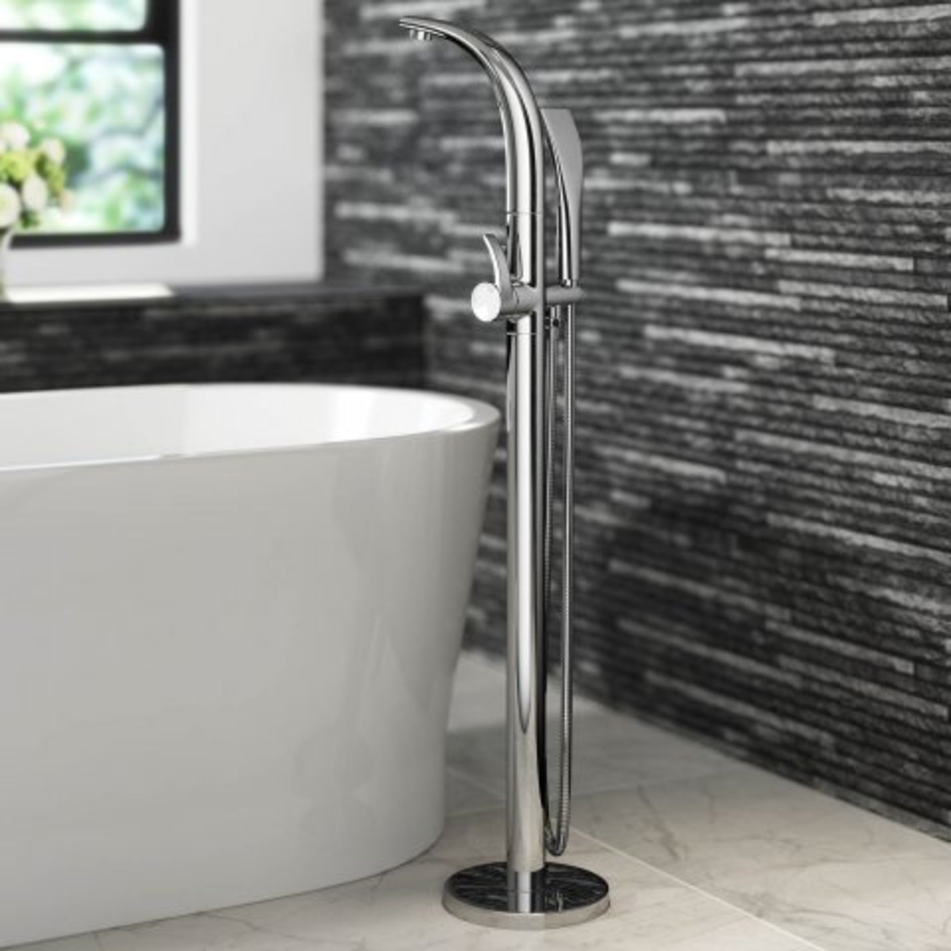 (O2) Vidago Freestanding Bath Mixer Tap with Hand Held Shower Head. RRP £499.99. Assured Performance