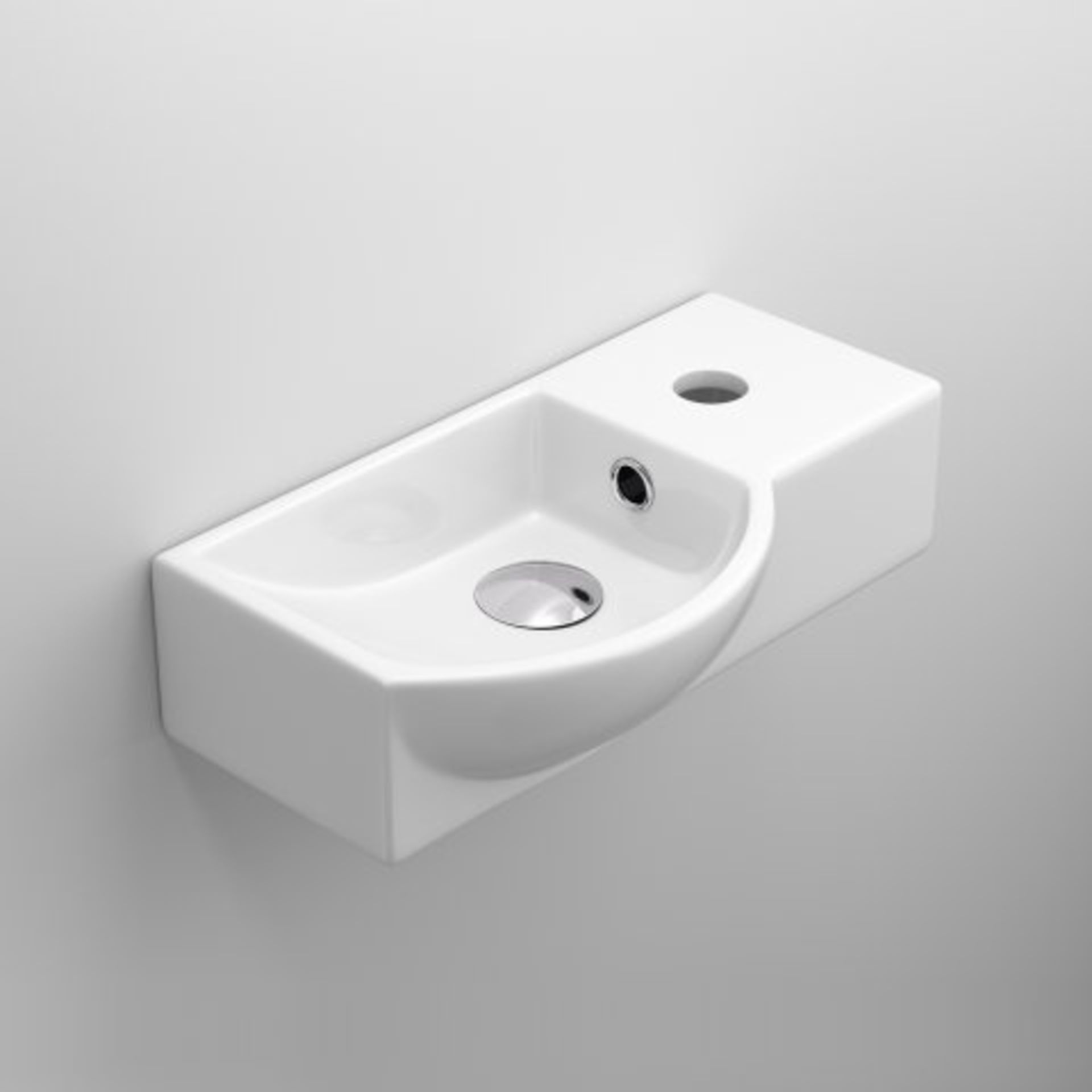 (O46) Isla Right Hand Wall Hung Cloakroom Basin - Small. RRP £87.99. If you want to save space in - Image 3 of 4