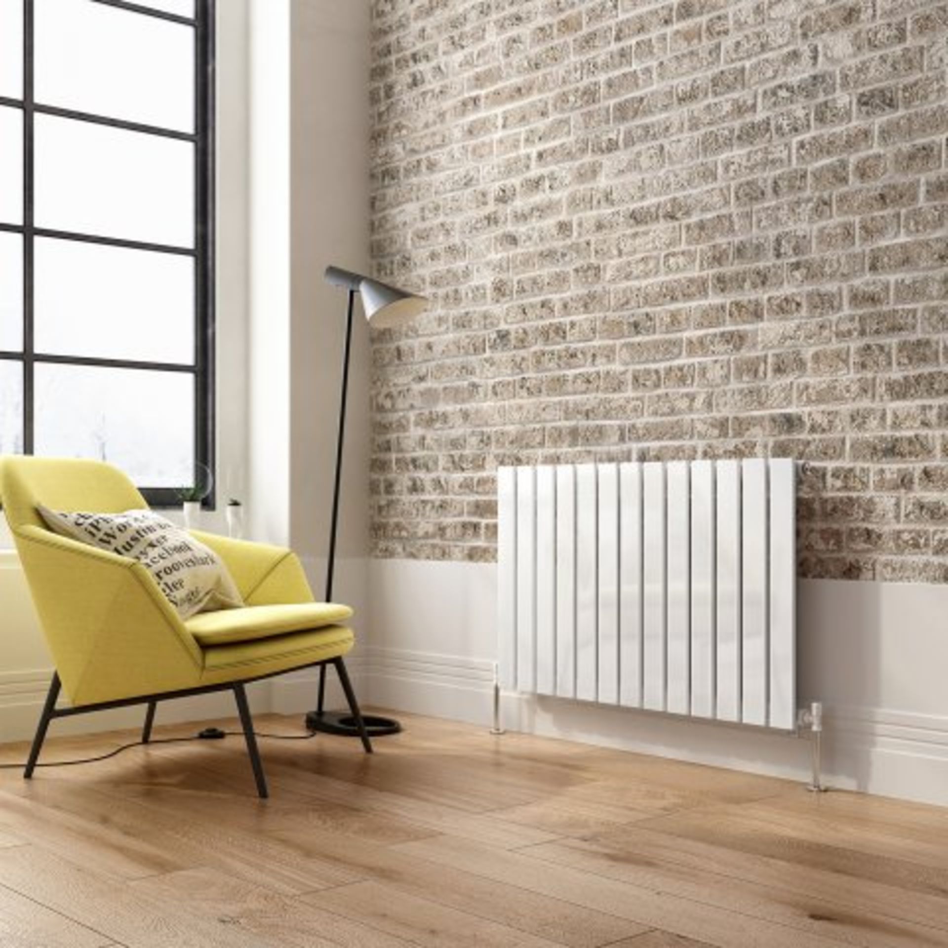 (O101) 600x980mm Gloss White Single Flat Panel Horizontal Radiator. RRP £214.99. Designer Touch - Image 2 of 5