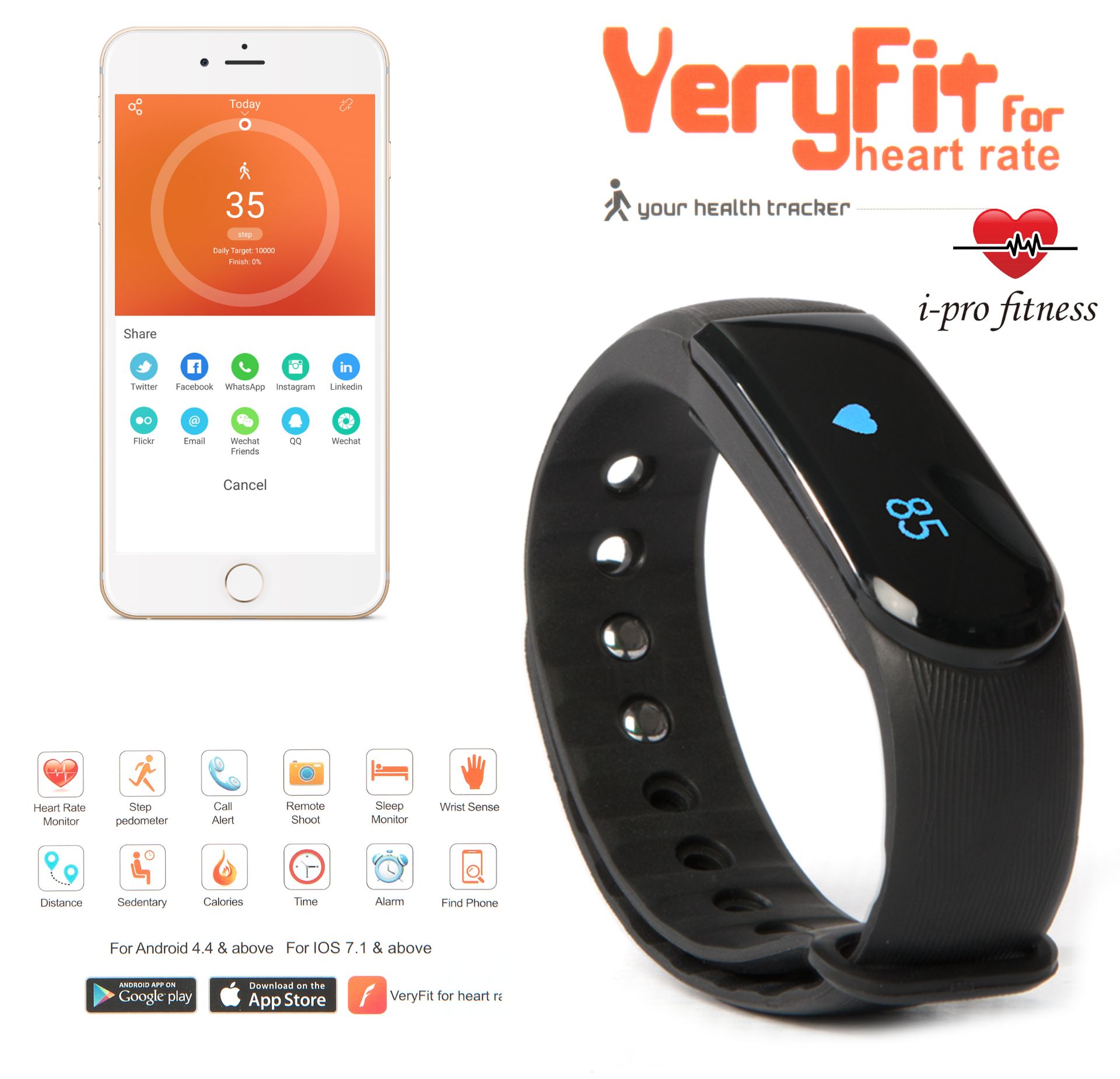 i-Pro ID101 Fitness Tracker Ð Seamless Pairing With VeryFit 2.0 App Ð Bluetooth Exercise Tracker - Image 3 of 5