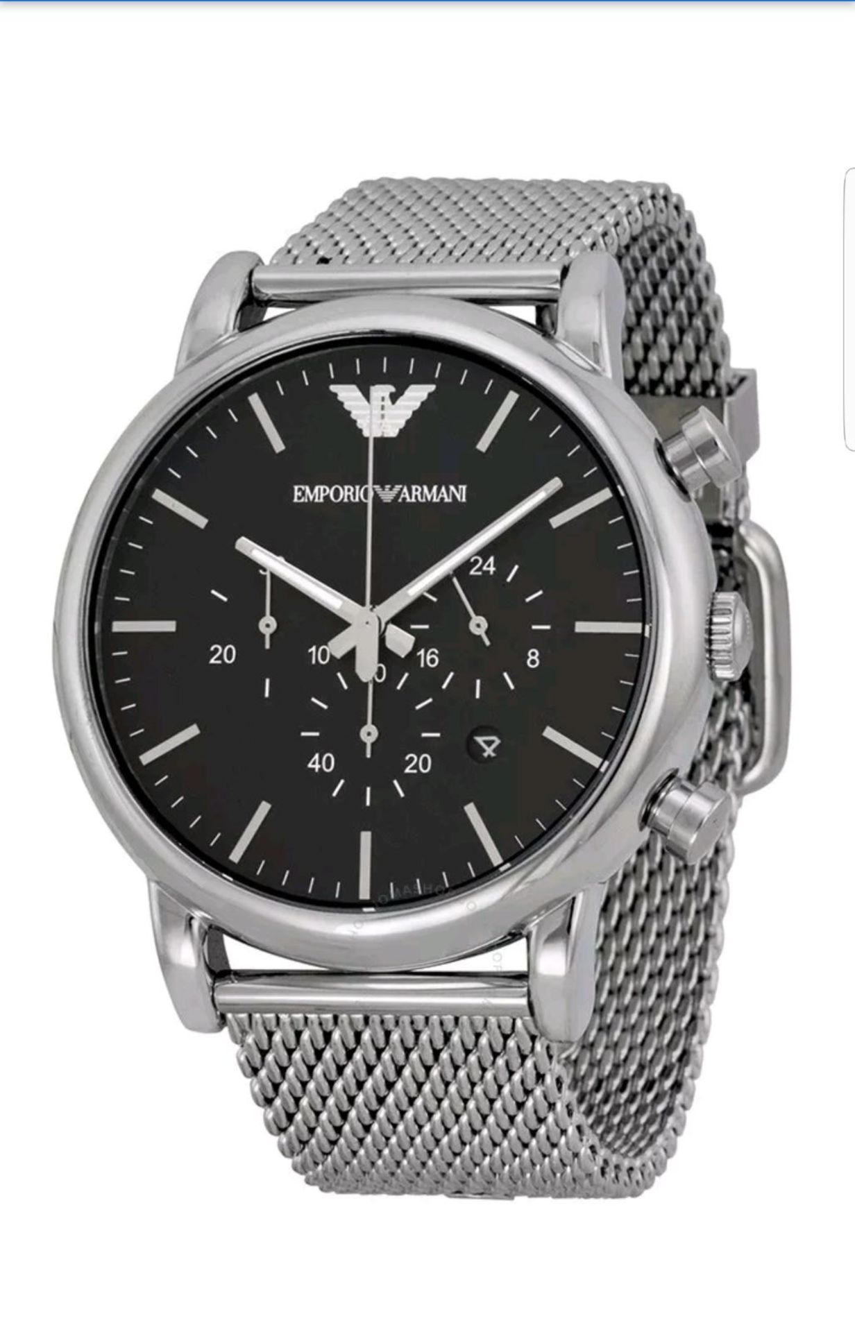 BRAND NEW GENTS EMPORIO ARMANI AR1808, LUIGI MESH BRACELET, COMPLETE WITH ORIGINAL ARMANI BOX,