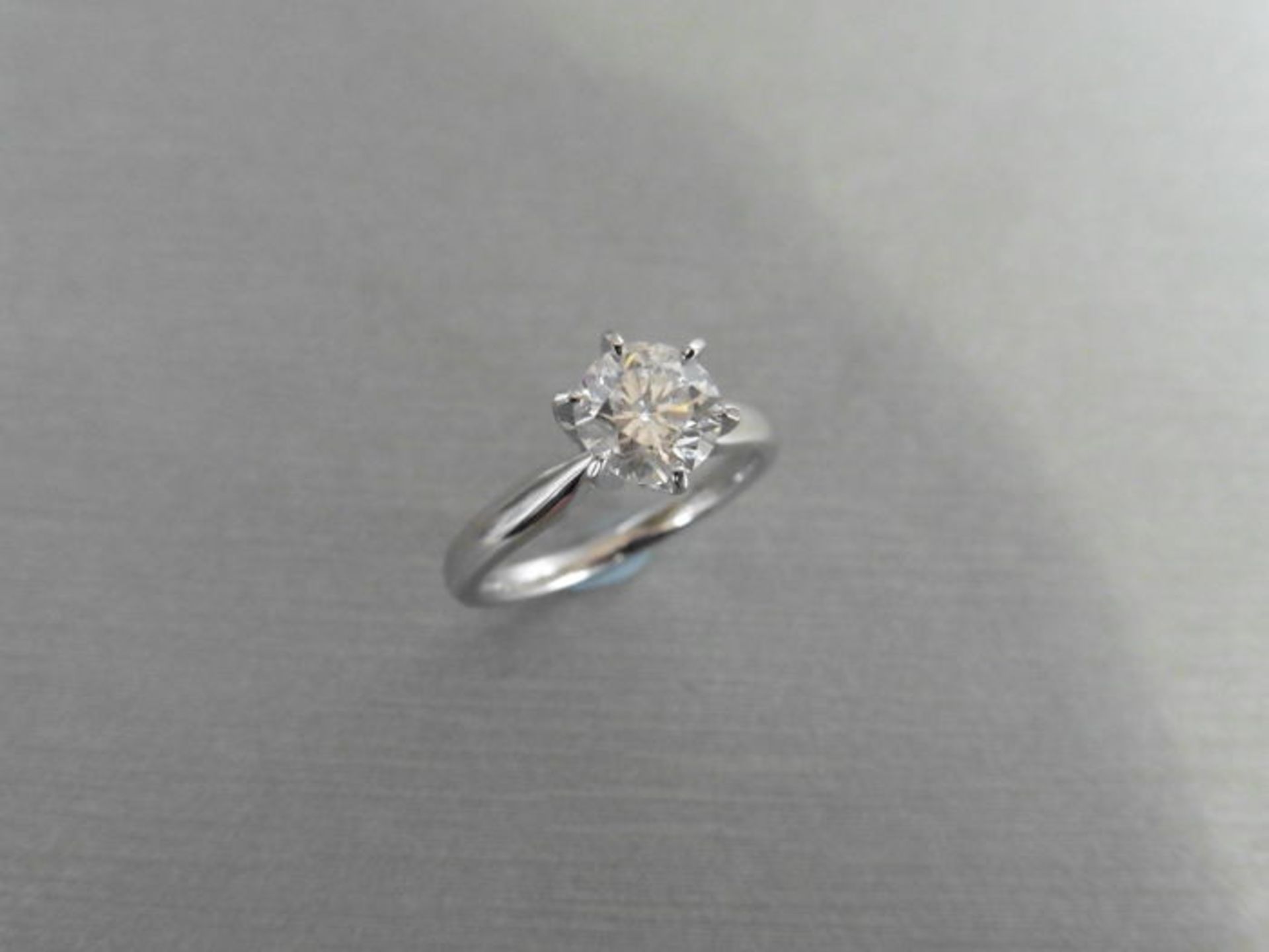 1.05ct Diamond solitaire ring with a brilliant cut diamond, J colour and Si1 clarity. Set in