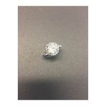 2ct diamond set solitaire ring. Brilliant cut diamond D colour and Si3 clarity. Halo setting which