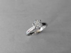 0.90ct diamond solitaire ring with a brilliant cut diamond. I colour and I1 clarity. Set in platinum