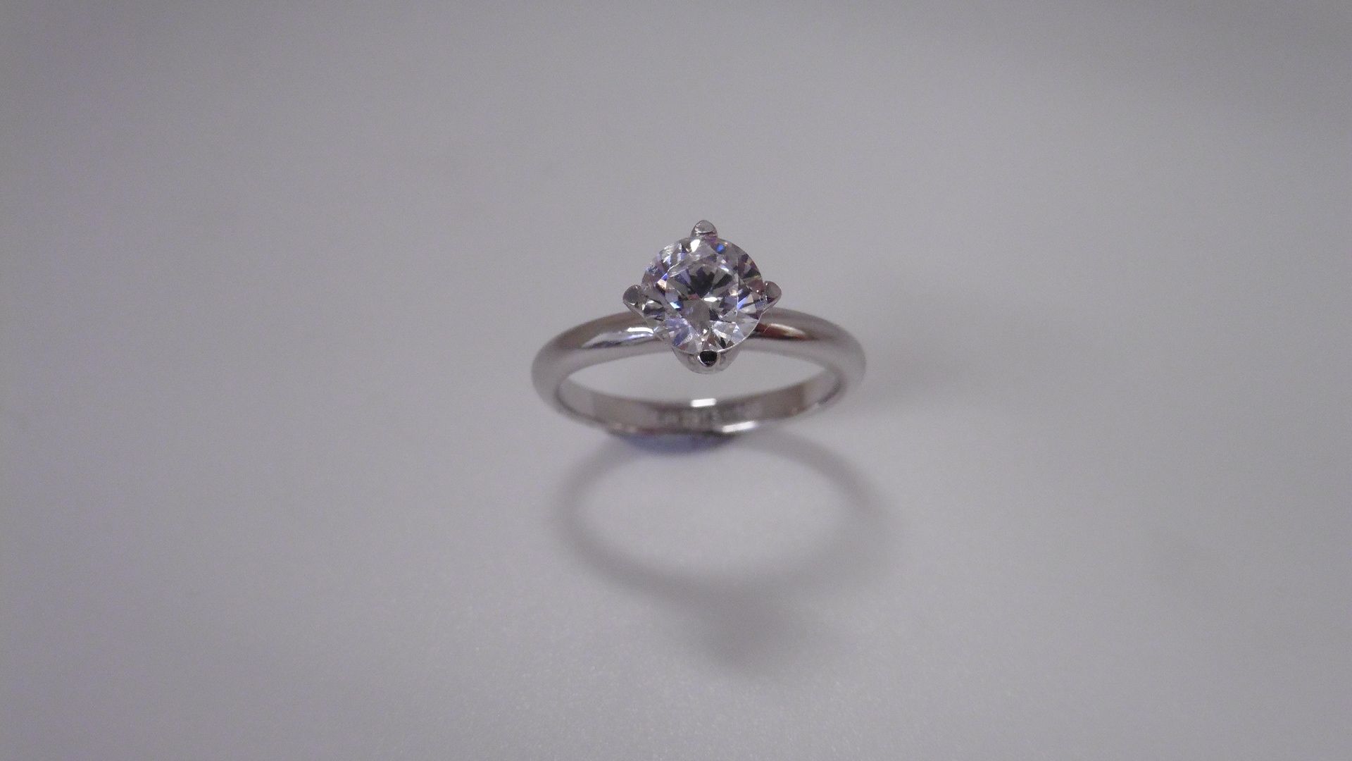 0.70ct diamond solitaire ring set in platinum. I colour, I1 clarity. 4 claw setting.Ring size M. - Image 2 of 3