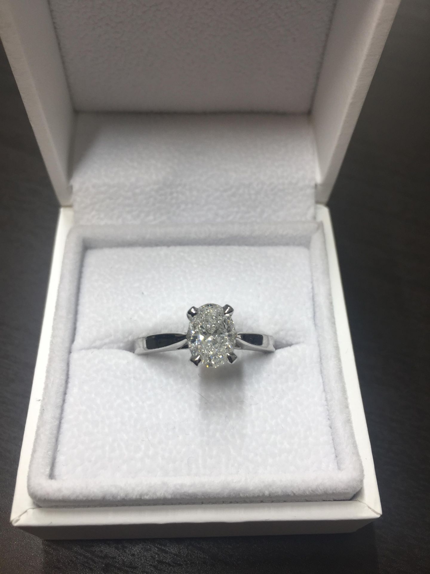 1.20ct diamond solitaire ring set with an oval cut diamond. F colour, si2 clarity.4 claw setting - Image 4 of 5