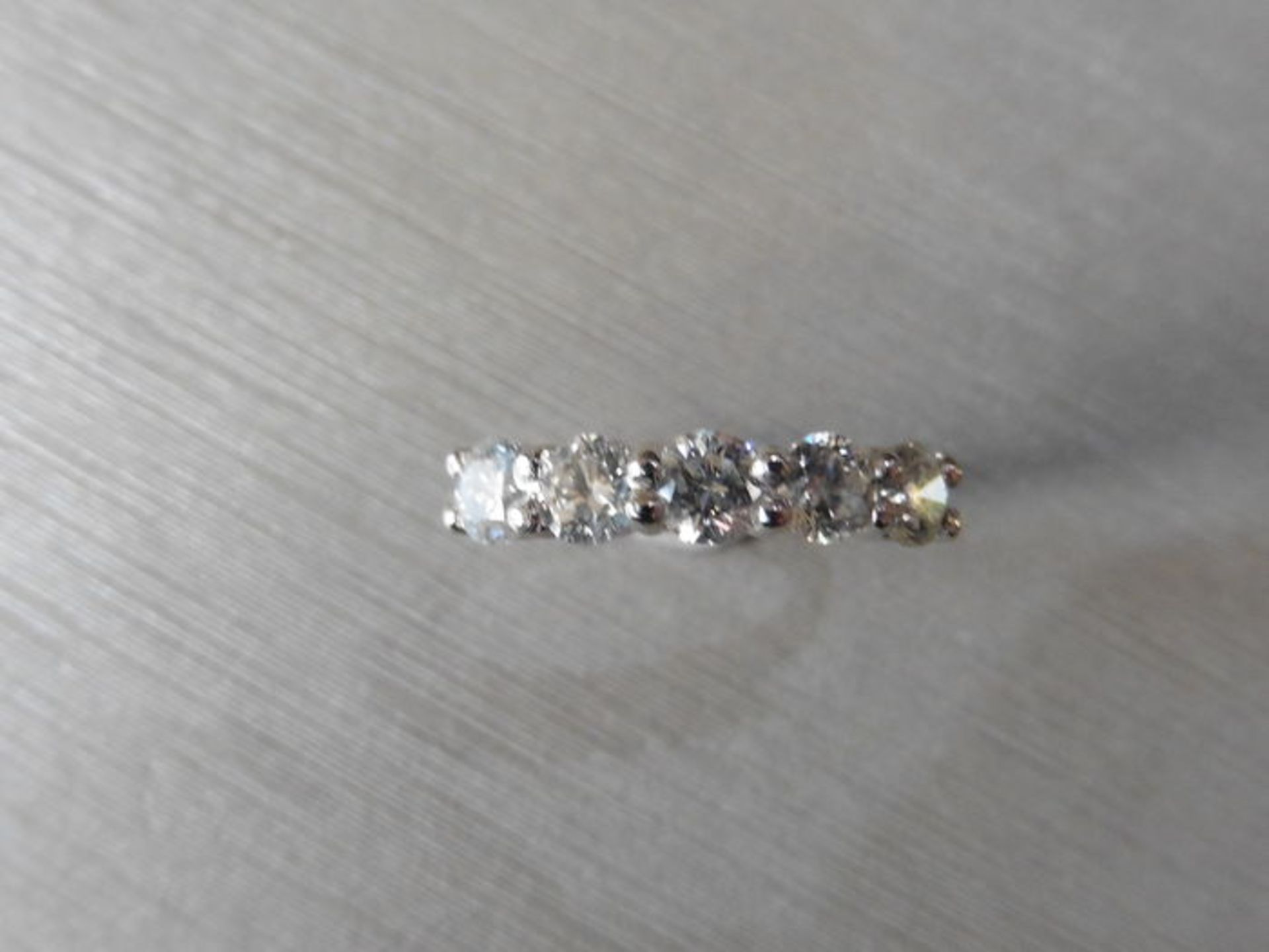 1.25ct diamond five stone ring. 5 brilliant cut diamonds, I colour, si2-3 clarity. Claw setting in - Image 3 of 3