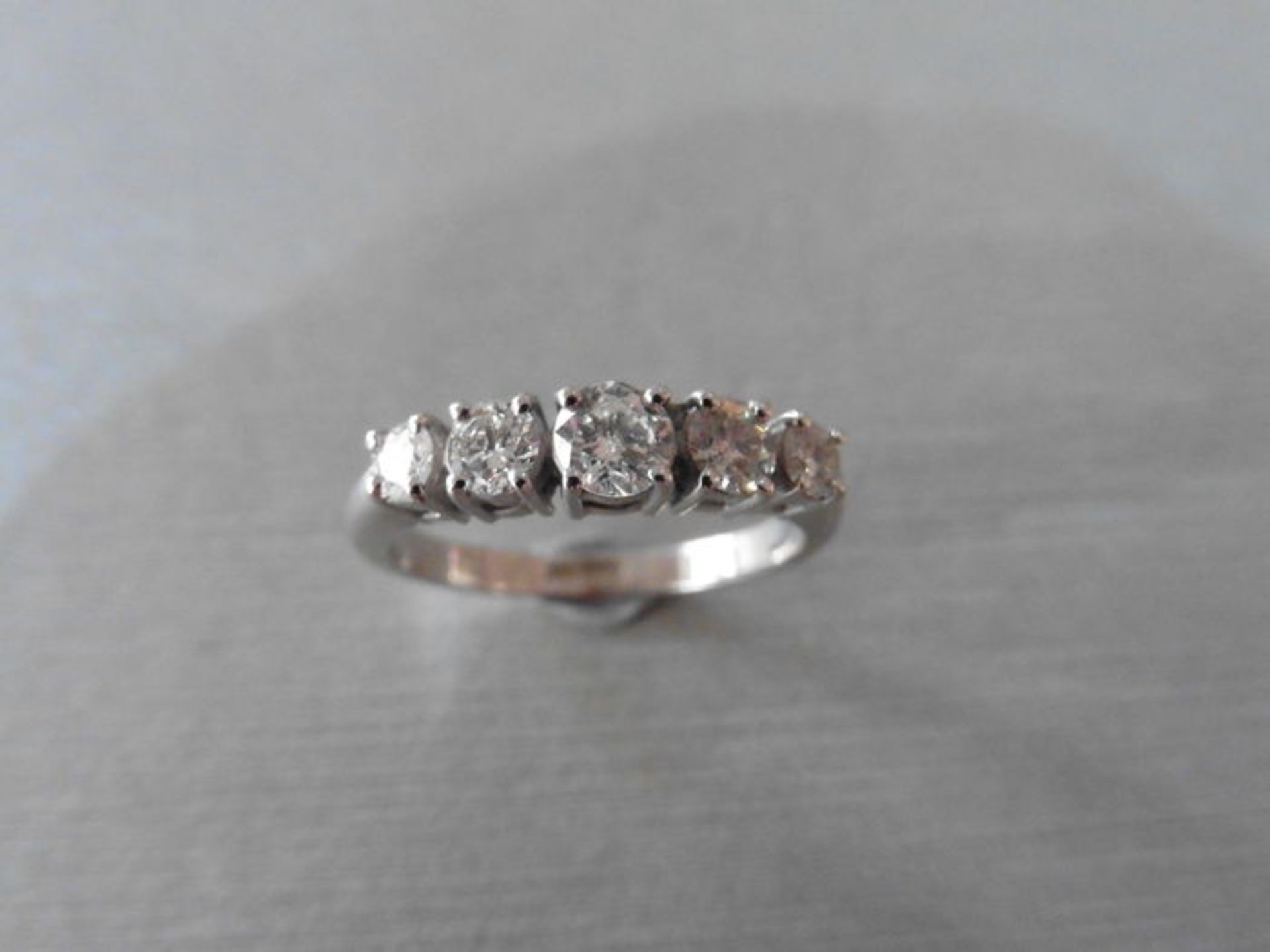 0.75ct diamond five stone ring set in platinum. 5 graduated brilliant cut diamonds, H/I colour, - Image 3 of 3