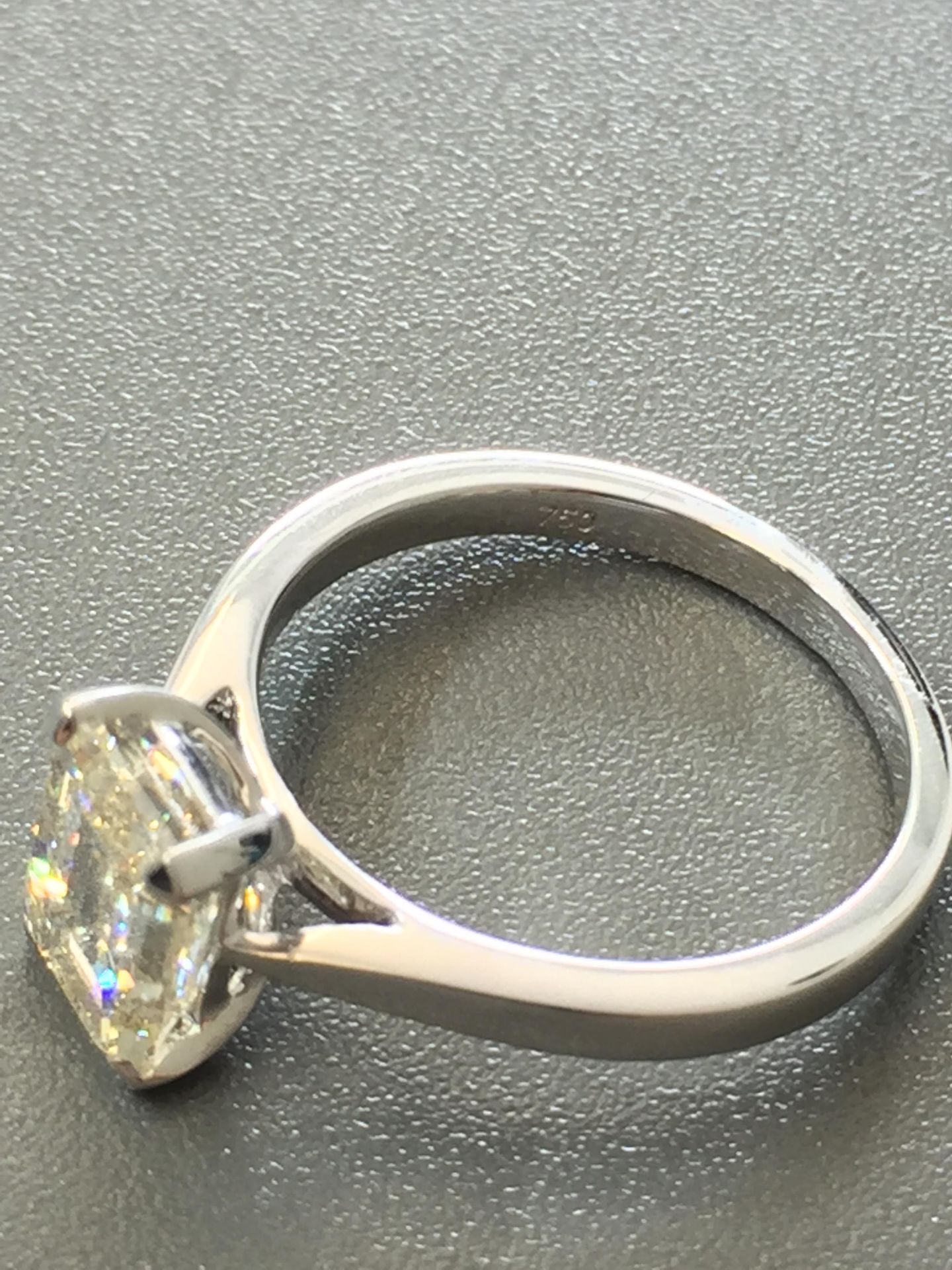 2ct diamond solitaire ring set with an emerald cut diamond, N ( light brown ) colour and VS1 - Image 4 of 5