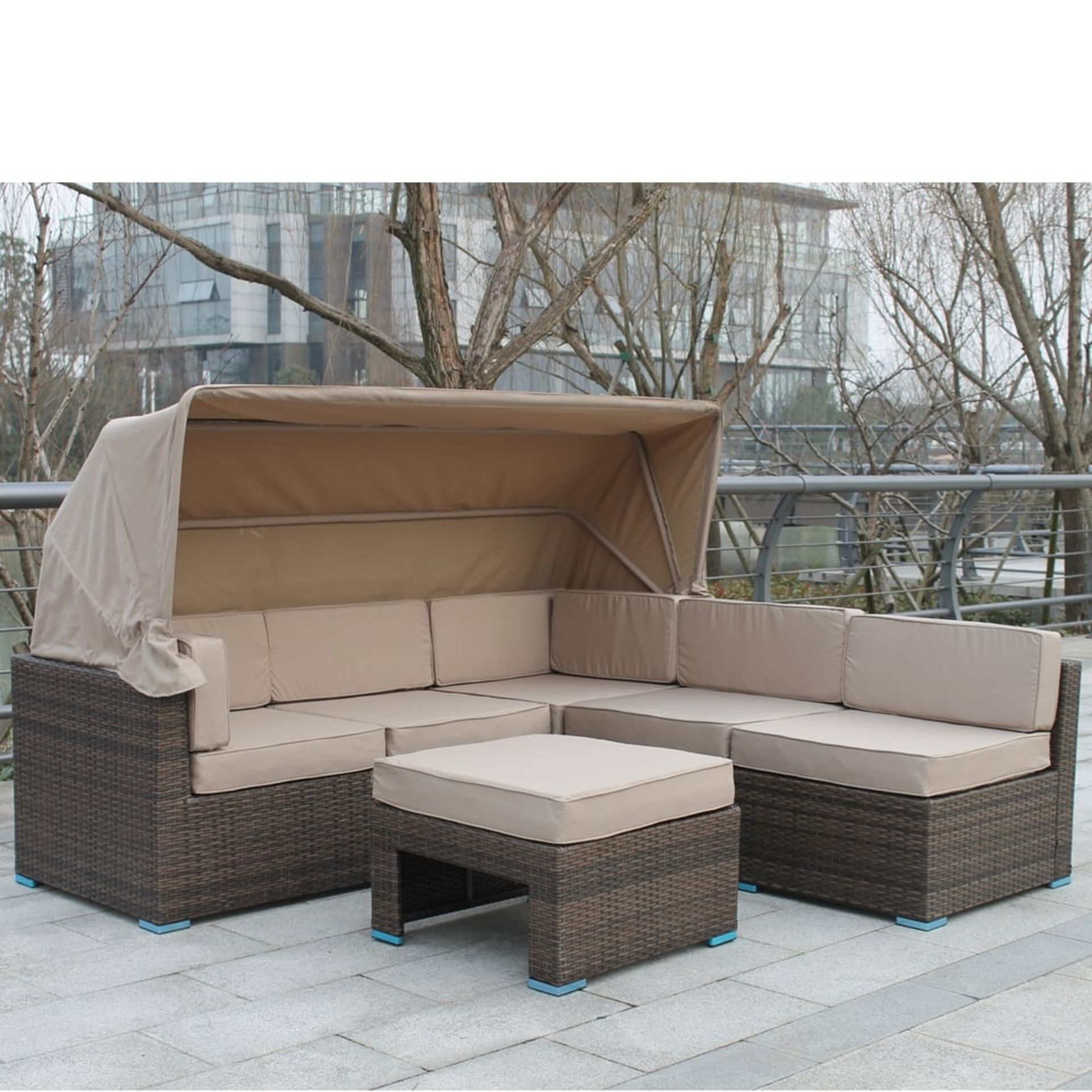 Altrincham Five Seat Rattan Sofa Set with Table new and boxed multi brown pu rattan. - Bild 2 aus 3