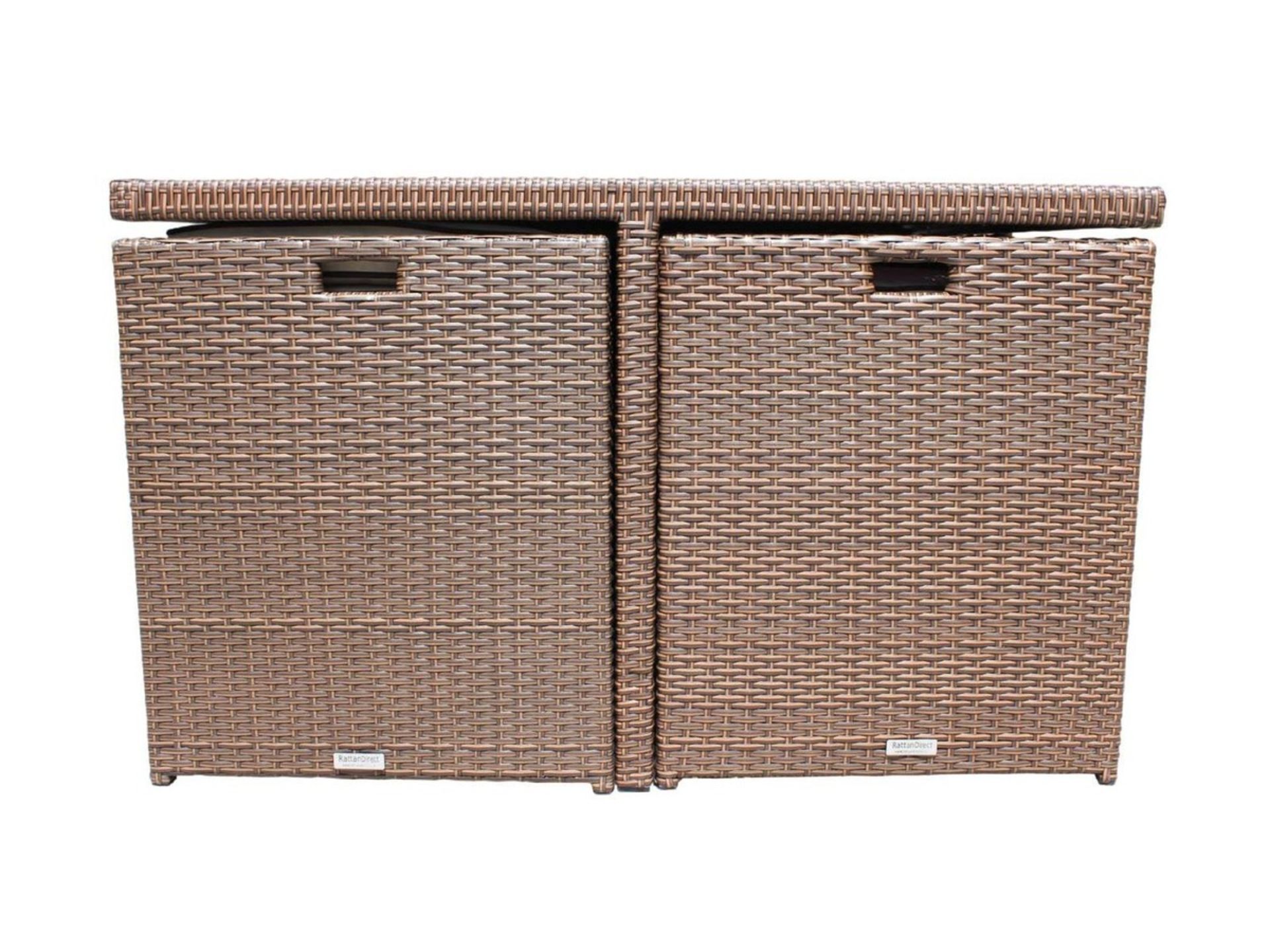 Barcelona 9 Piece Rattan Garden Cube Set in chocolate brown mix rattan with coffee cream cushions. - Bild 3 aus 3