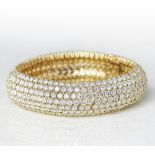 Unbranded, 18k Yellow Gold Round Brilliant Cut 49.00ct Diamond Cluster Bracelet