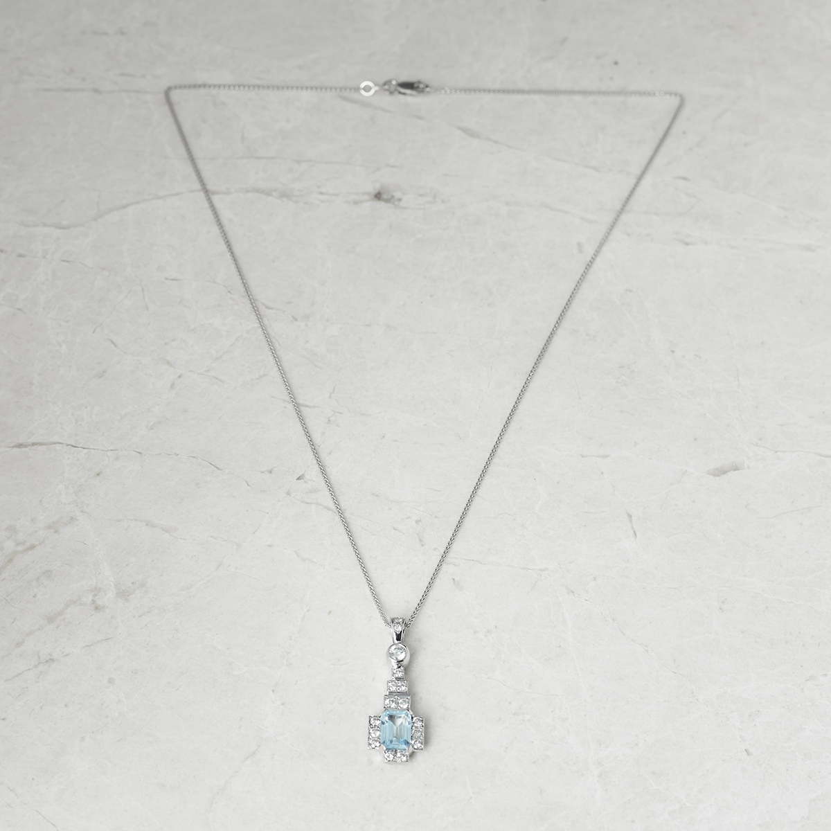 Unbranded, 18k White Gold 1.50ct Blue Topaz & 0.60ct Diamond Necklace - Image 7 of 7