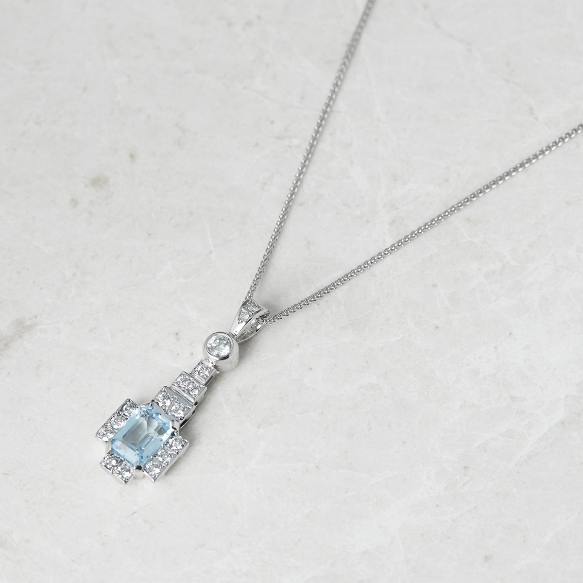 Unbranded, 18k White Gold 1.50ct Blue Topaz & 0.60ct Diamond Necklace - Image 2 of 7