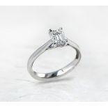Mappin & Webb, Platinum Emerald Cut 1.05ct Diamond Ring