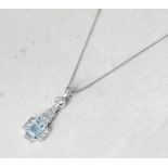 Unbranded, 18k White Gold 1.50ct Blue Topaz & 0.60ct Diamond Necklace