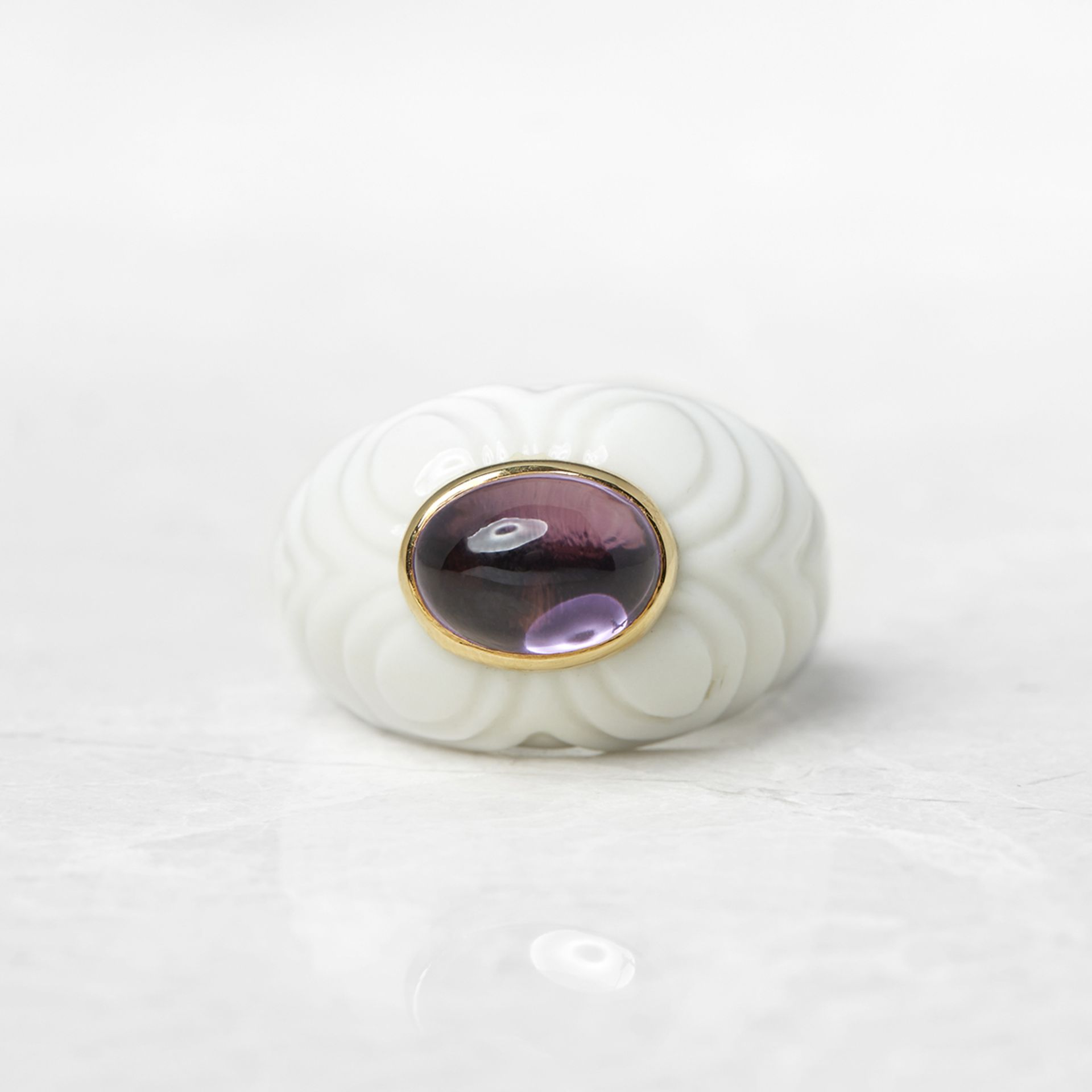 Bulgari, 18k Yellow Gold & Porcelain Amethyst Chandra Ring - Image 2 of 7