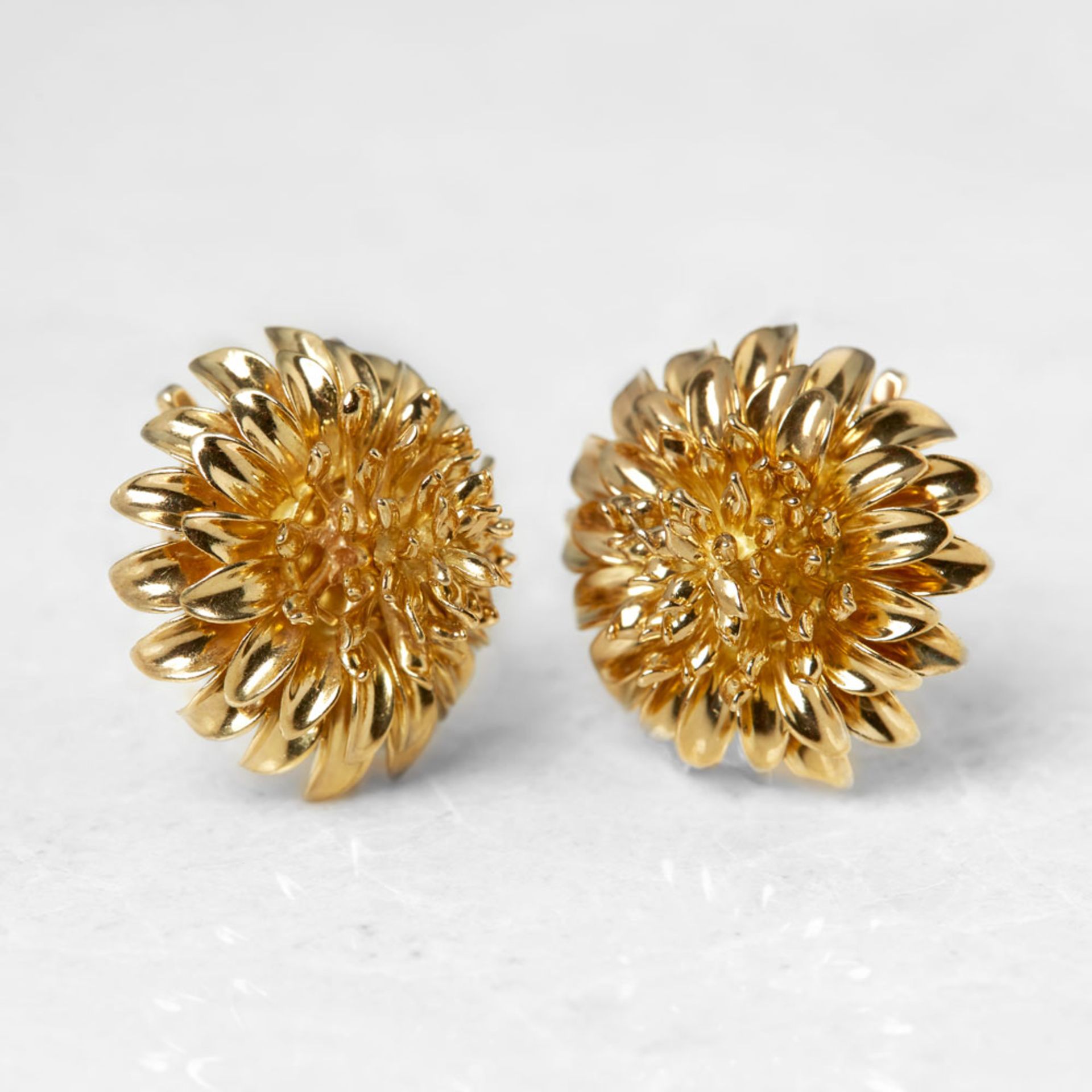 Tiffany & Co., 18k Yellow Gold Chrysanthemum Earrings - Image 2 of 10
