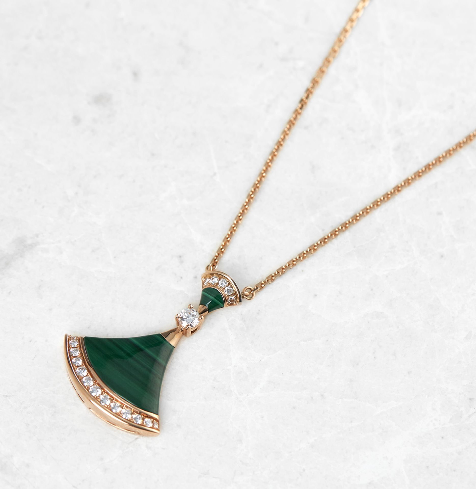 Bulgari, 18k Rose Gold Malachite & Diamond Divas' Dream Necklace - Image 6 of 6