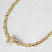 Cartier, 18k Yellow Gold Diamond Agrafe Necklace