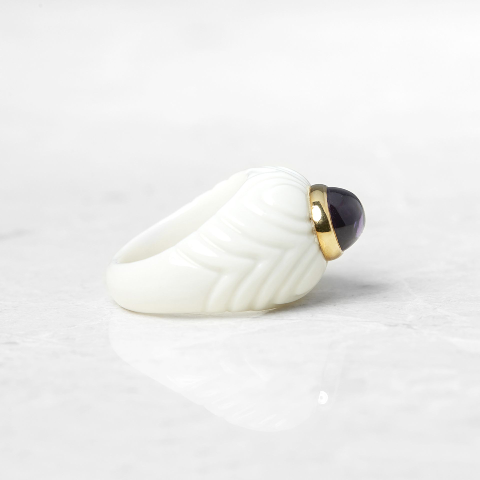 Bulgari, 18k Yellow Gold & Porcelain Amethyst Chandra Ring - Image 3 of 7