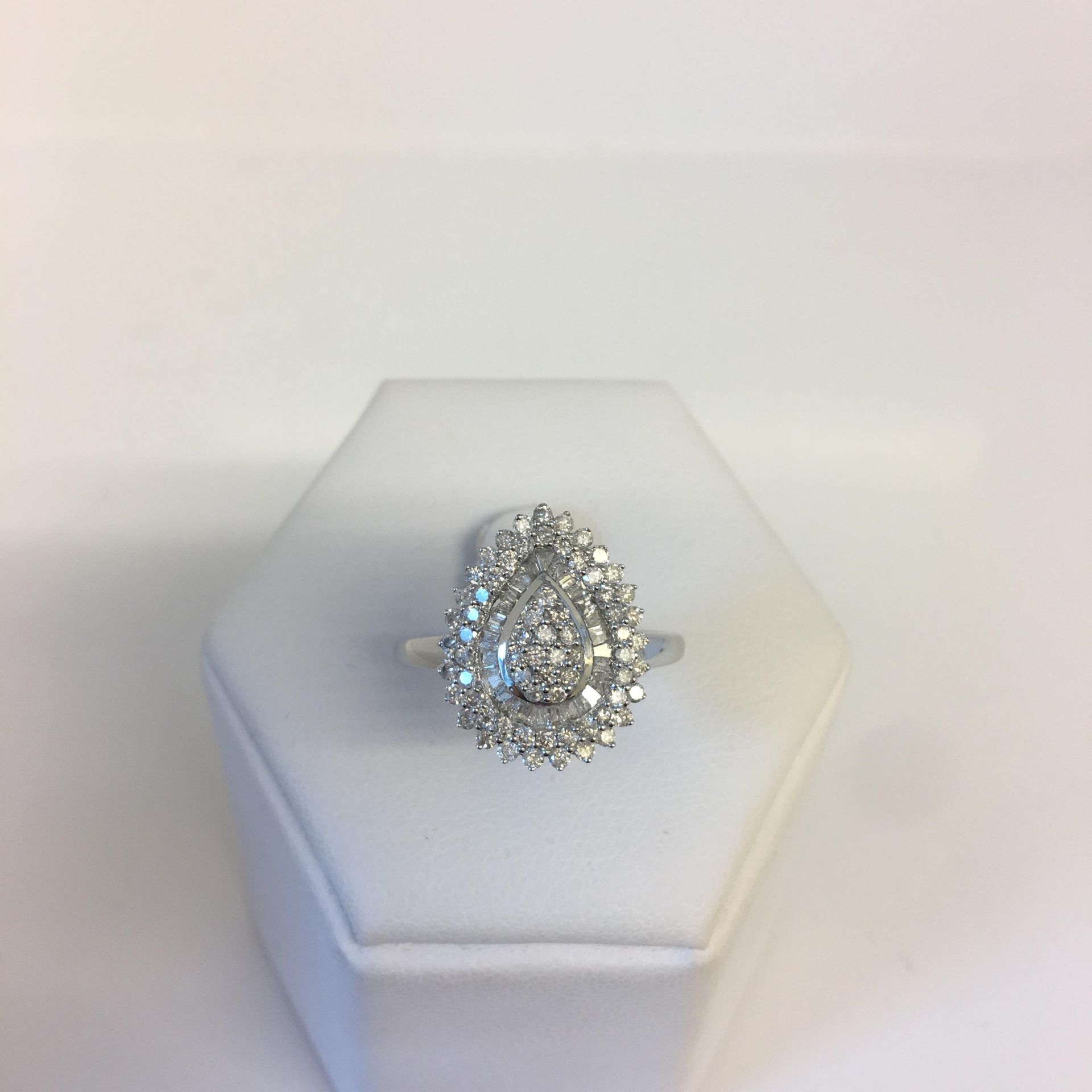 9ct White Gold 1.00ct Diamond Pear Cluster Ring