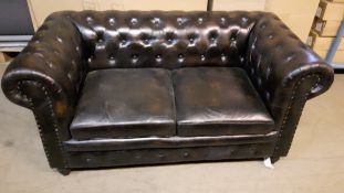 2 seater dark brown chesterfield sofa