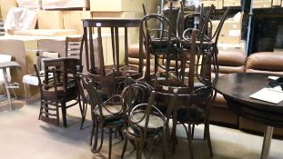 12 x bentwood chairs and 5 restaurant / dining tables job lot