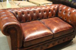 2 seater brown chesterfield sofa