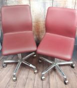 Pair Of Boss Designer Office Chairs 2 X Red Leather Office Chairs