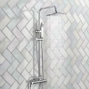 (T35) 200mm Square Head Thermostatic Exposed Shower Kit & Hand Held. RRP £249.99. Simplistic Style