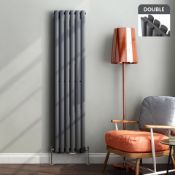 (T13) 1600x360mm Anthracite Double Oval Tube Vertical Radiator. RRP £247.99. Designer Touch This