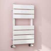 (T5) 650x400mm White Flat Panel Ladder Towel Radiator. RRP £125.99. Stylishly sleek panels set apart