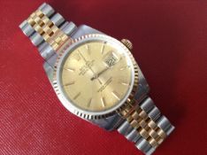 Rolex gents oyster perpetual date just bi metal quick set date with box & papers 16233