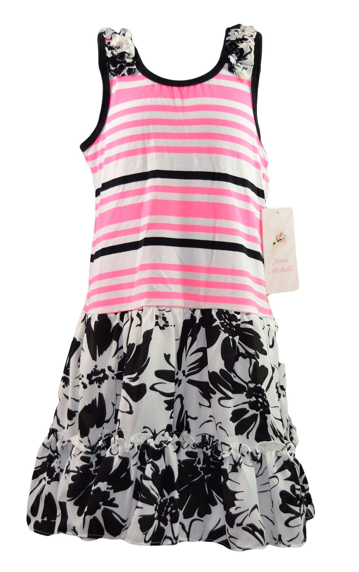 7 x Brand New Girl's Jona Michelle Pink/Black Foral Dress