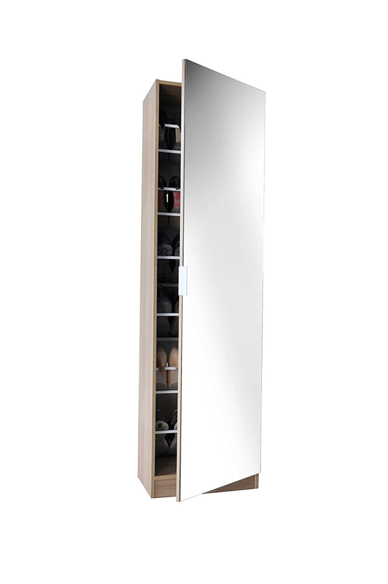 6ft Mirrored Shoe Cabinet in White, Black or Oak - Shoe Storage Rack Organiser (Oak)_ Customer - Image 2 of 2