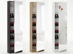 6ft Mirrored Shoe Cabinet in White, Black or Oak - Shoe Storage Rack Organiser (Oak)_ Customer