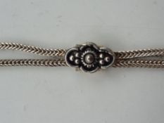 Double Row Silver Necklet with Blue Stones, (No hallmarks - stamped 925) Length approx 44cm, 23.35g