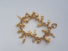 9ct gold bracelet with 21 charms