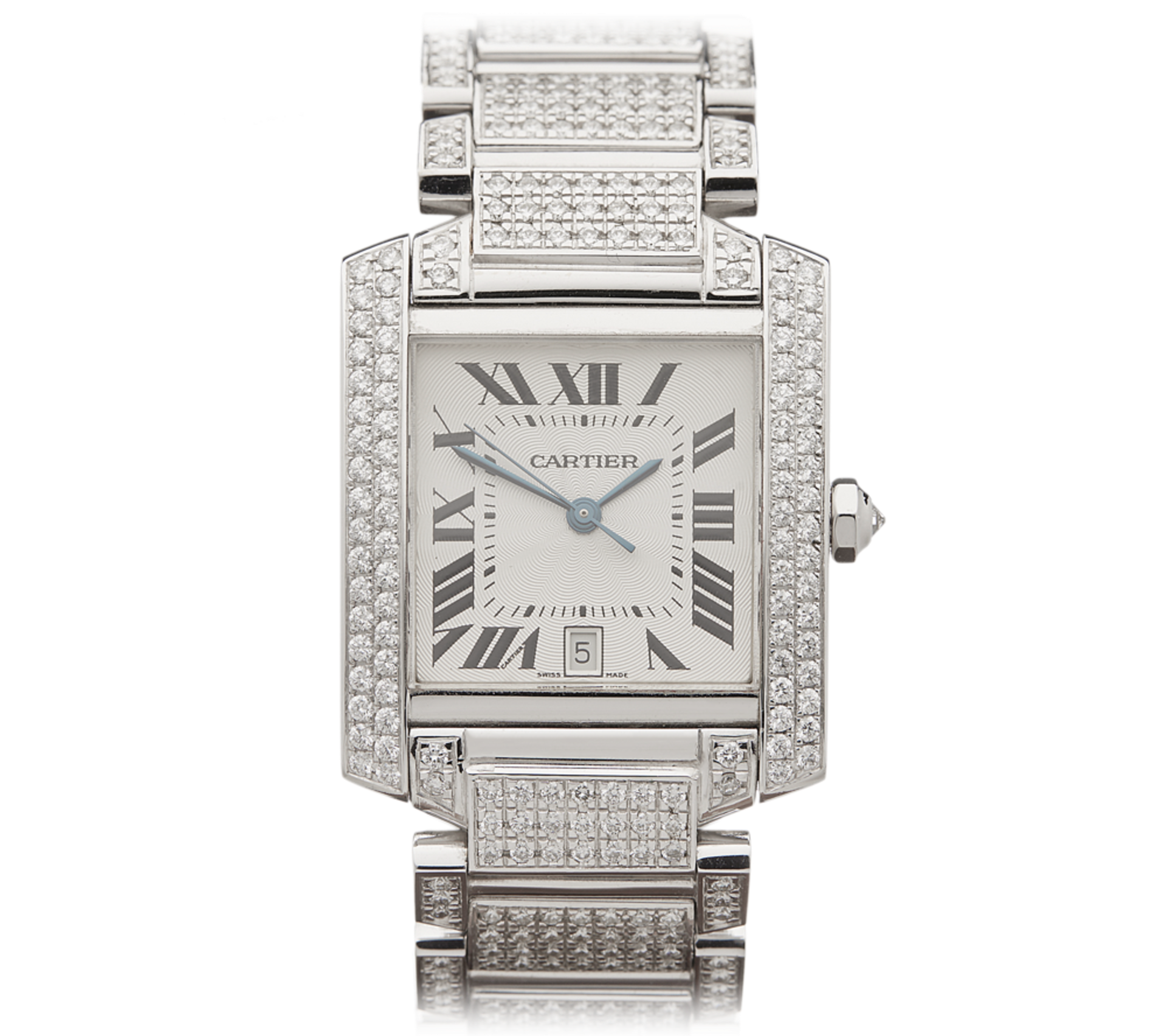 Cartier Tank Francaise Automatic Diamonds 28mm 18k White Gold 2366 - Image 2 of 11