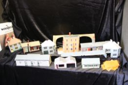 Assorted Vintage Buildings plus box of hedges etc as pictured