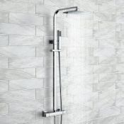 (J16) 200mm Square Head Thermostatic Exposed Shower Kit & Handheld. RRP £299.99. Simplistic Style