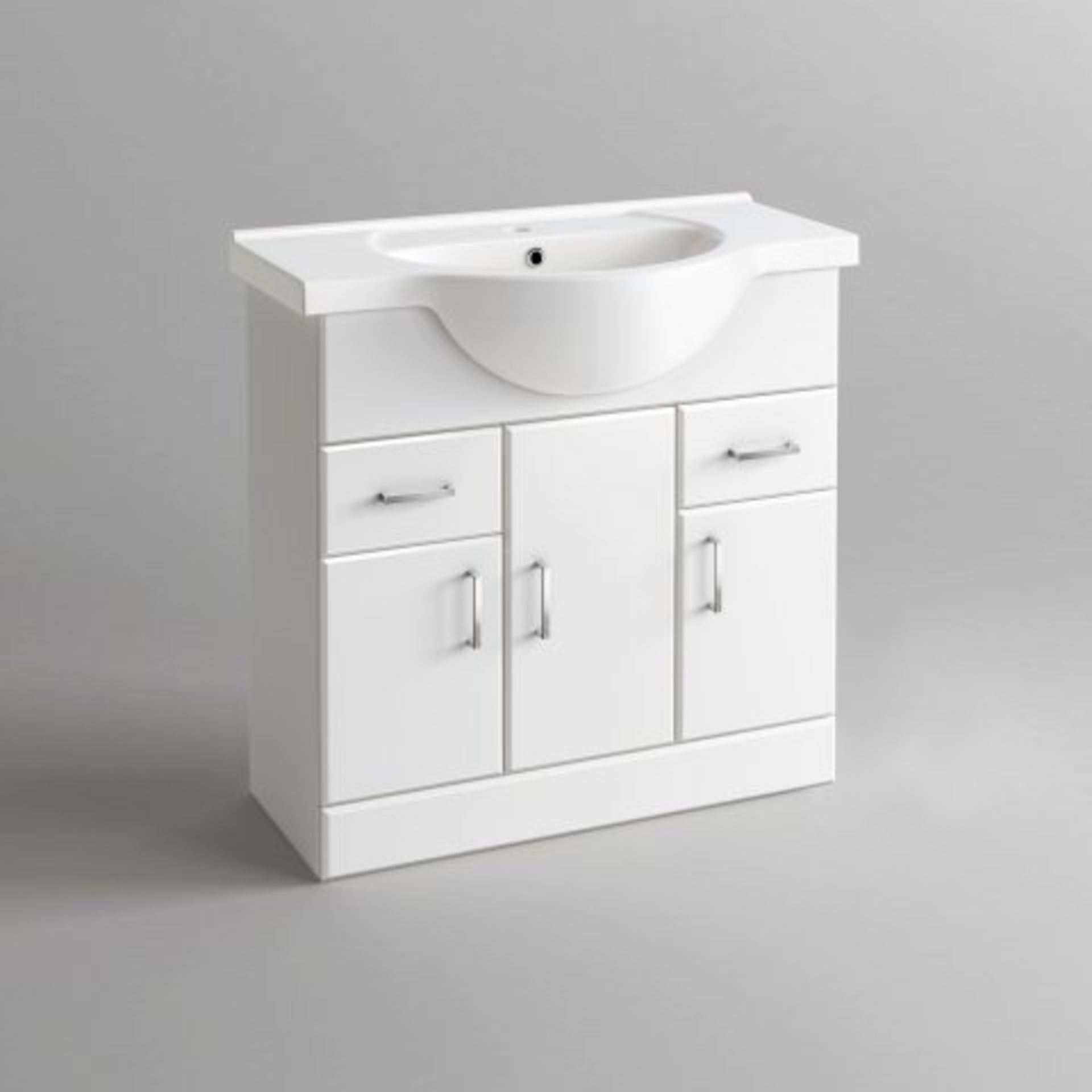 (J41) 850x330mm Quartz Gloss White Built In Basin Unit. RRP £499.99. COMES COMPLETE WITH BASIN. - Image 3 of 4