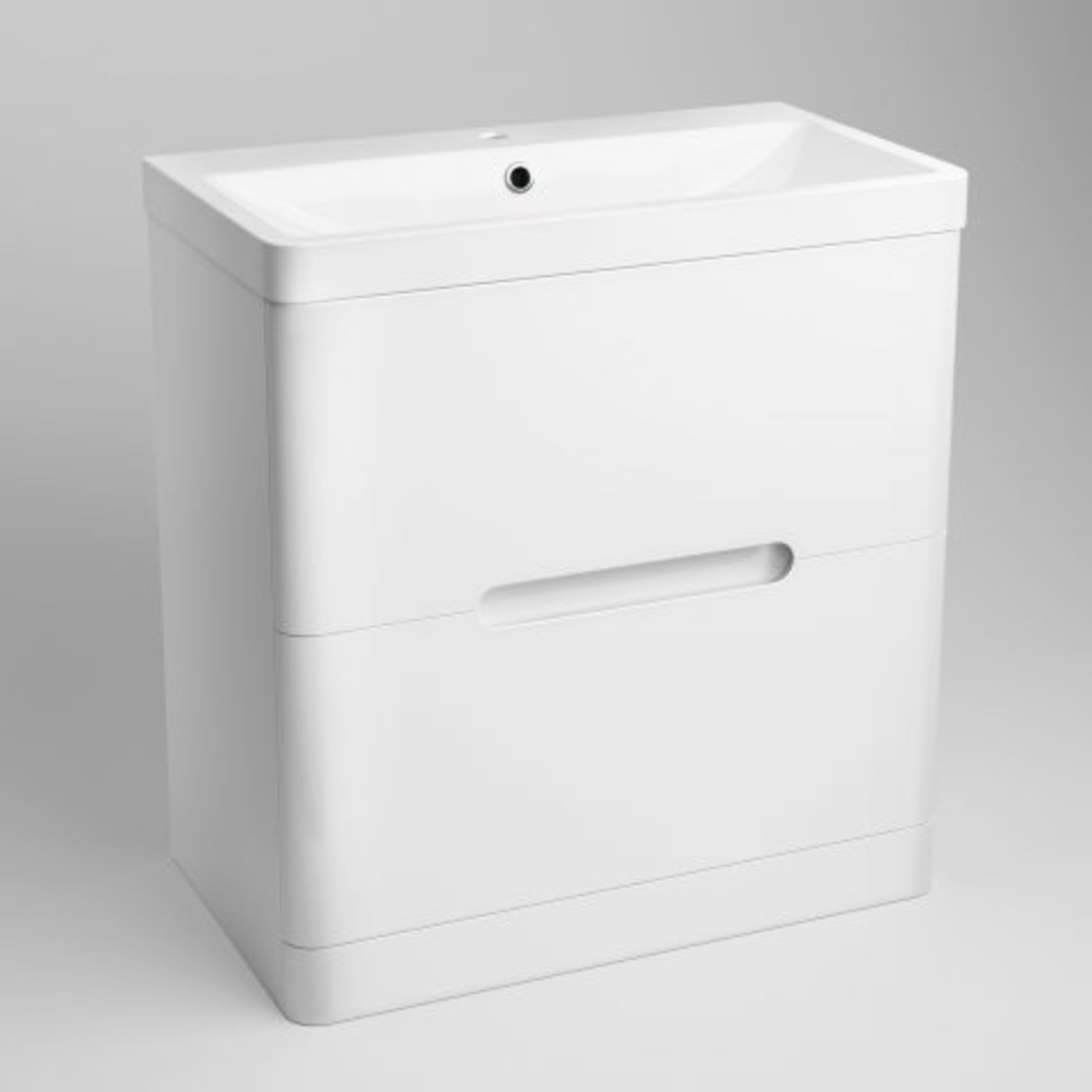 (J40) 800mm Tuscany Gloss White Built In Basin Double Drawer Unit - Floor Standing. RRP £724.99 - Image 4 of 5