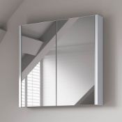 (J38) 600mm Gloss White Double Door Mirror Cabinet. RRP £174.99. Our 600mm Gloss White Double Door