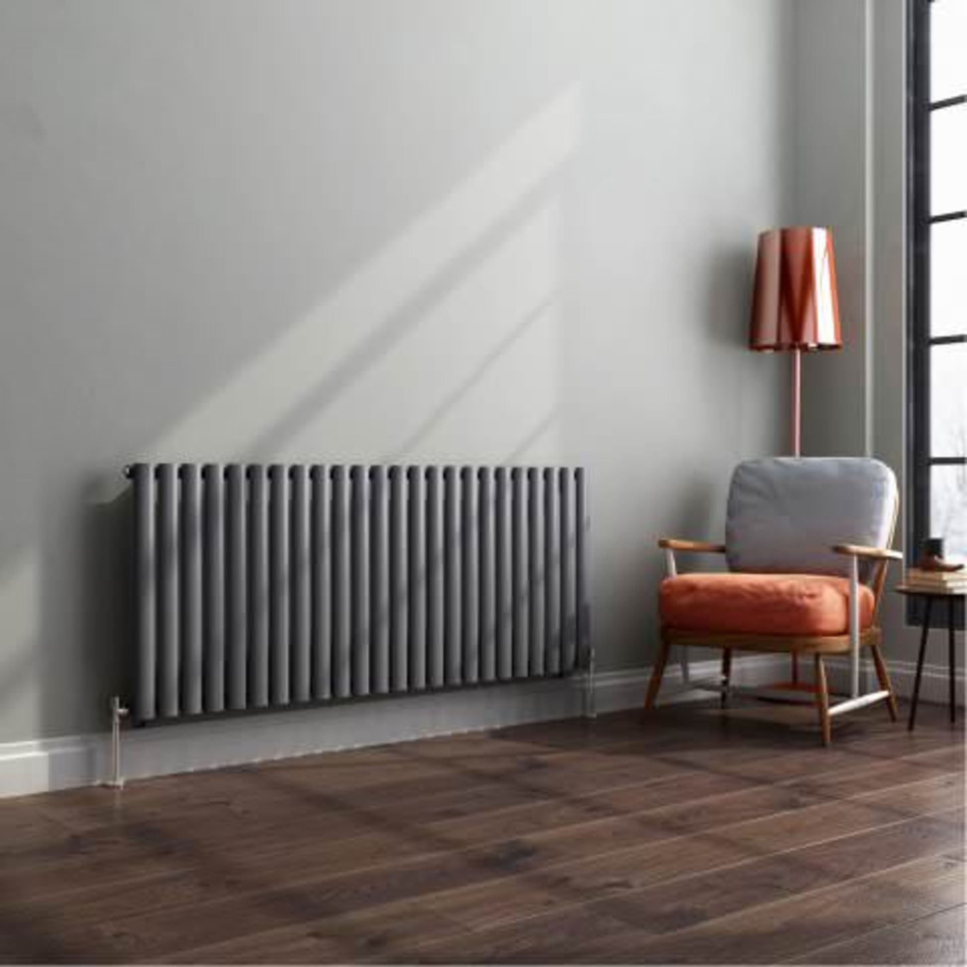 (J21) 600x1440mm Anthracite Single Panel Oval Tube Horizontal Radiator. RRP £263.99. Designer - Image 2 of 5