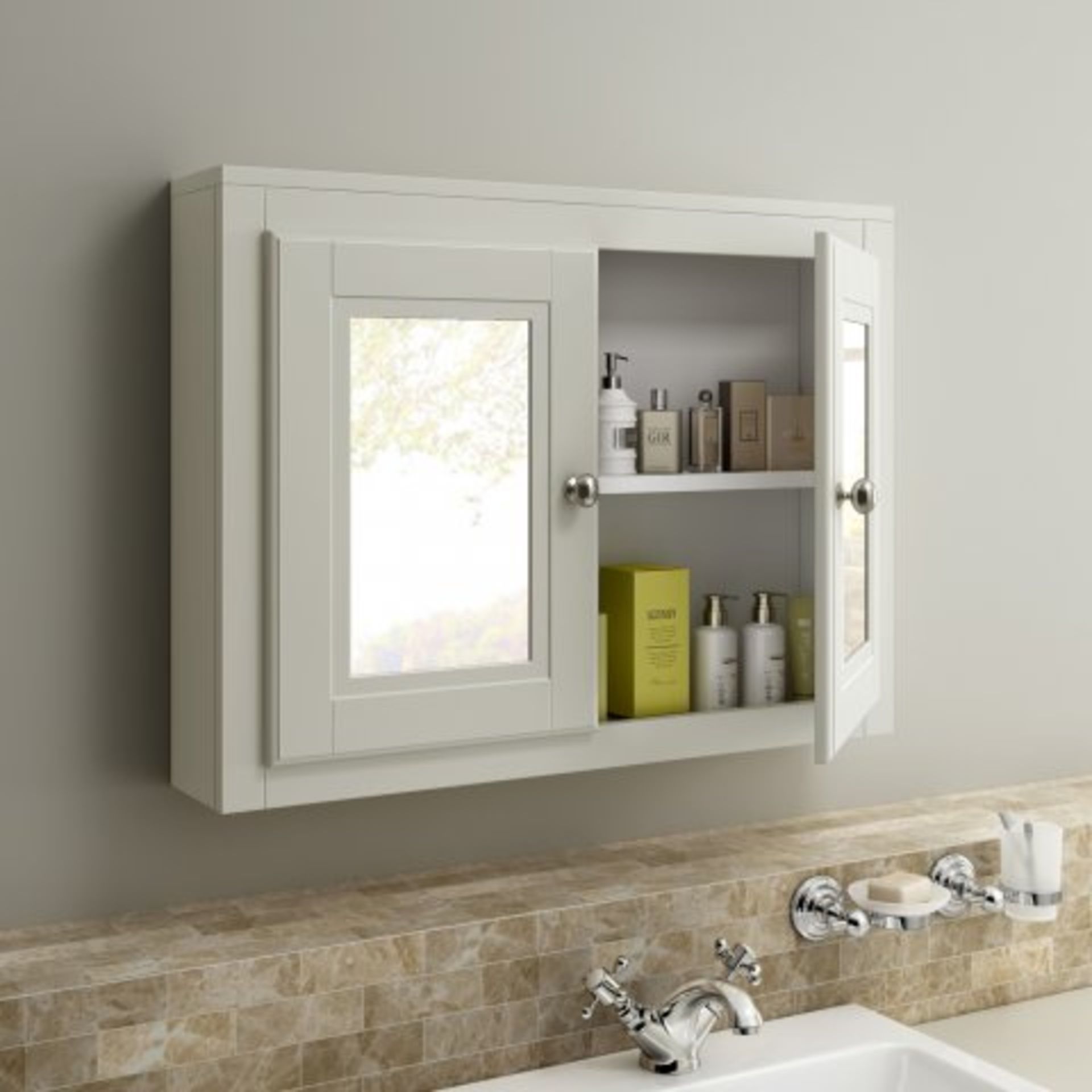 (J37) 800mm Cambridge Clotted Cream Double Door Mirror Cabinet. RRP £299.99. Our Cambridge Clotted - Image 3 of 4