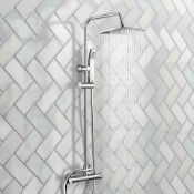 (J17) 200mm Square Head Thermostatic Exposed Shower Kit & Hand Held. RRP £299.99. Simplistic Style